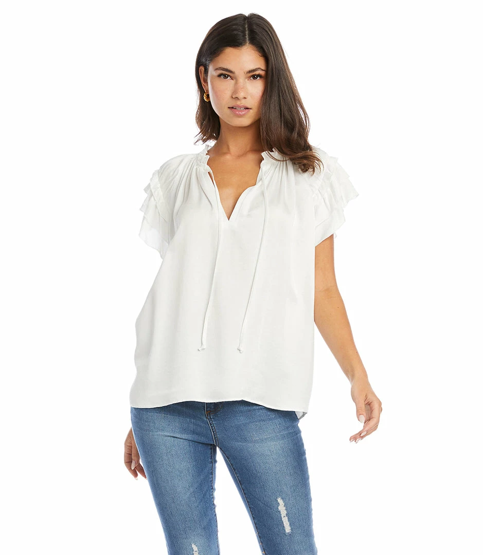 Karen Kane Flutter Sleeve Ruffle Top