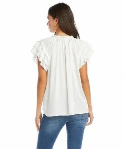 Karen Kane Flutter Sleeve Ruffle Top