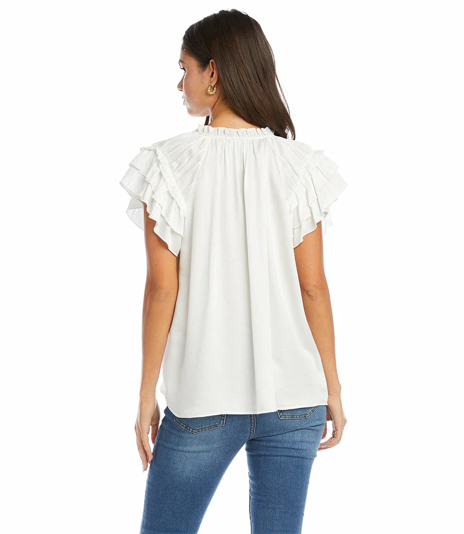 Karen Kane Flutter Sleeve Ruffle Top
