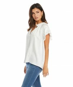 Karen Kane Flutter Sleeve Ruffle Top