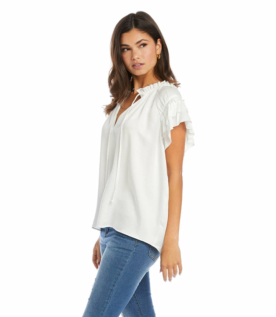 Karen Kane Flutter Sleeve Ruffle Top