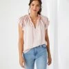Karen Kane Flutter Sleeve Ruffle Top Clothing