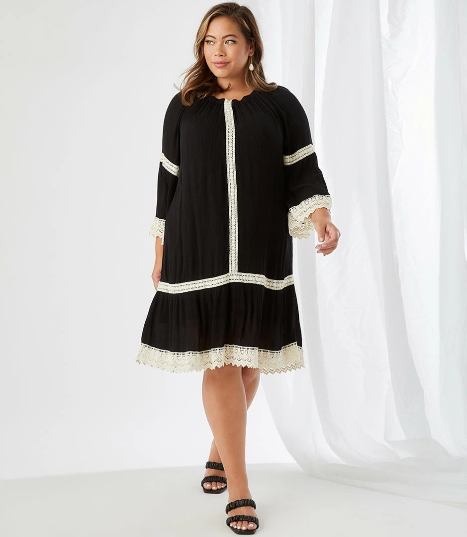 Karen Kane Plus Size Mixed Lace Dress