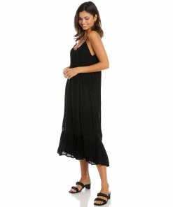 Karen Kane Clothing Lace Trim Midi Dress