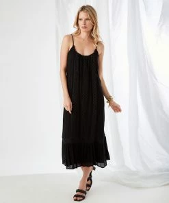 Karen Kane Clothing Lace Trim Midi Dress