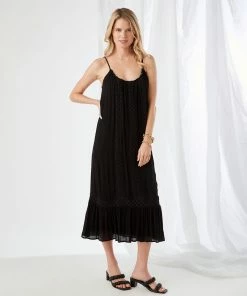 Karen Kane Clothing Lace Trim Midi Dress