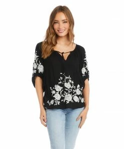 Karen Kane Embroidered Peasant Top