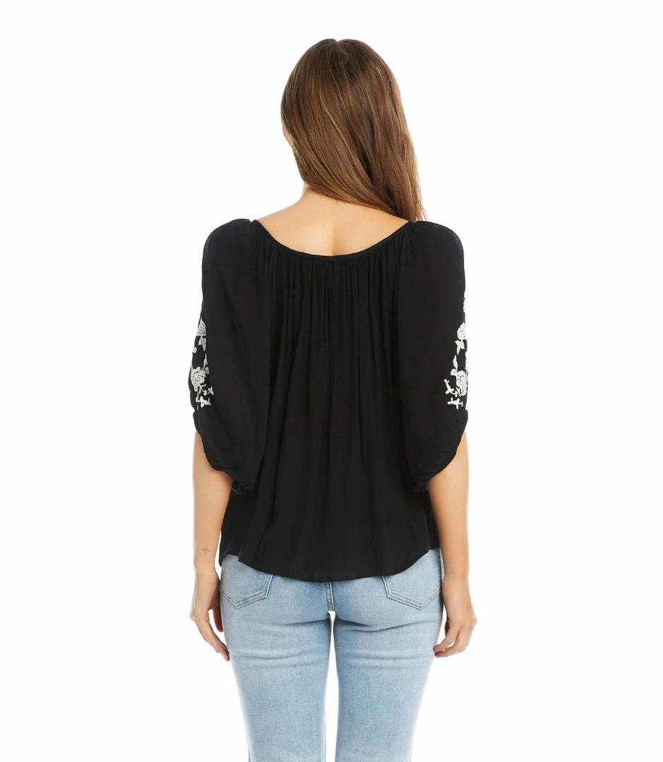 Karen Kane Embroidered Peasant Top