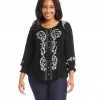 Karen Kane Tops Plus Size Embroidered Peasant Top