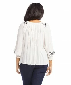 Karen Kane Tops Plus Size Embroidered Peasant Top