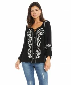 Karen Kane Embroidered Peasant Top