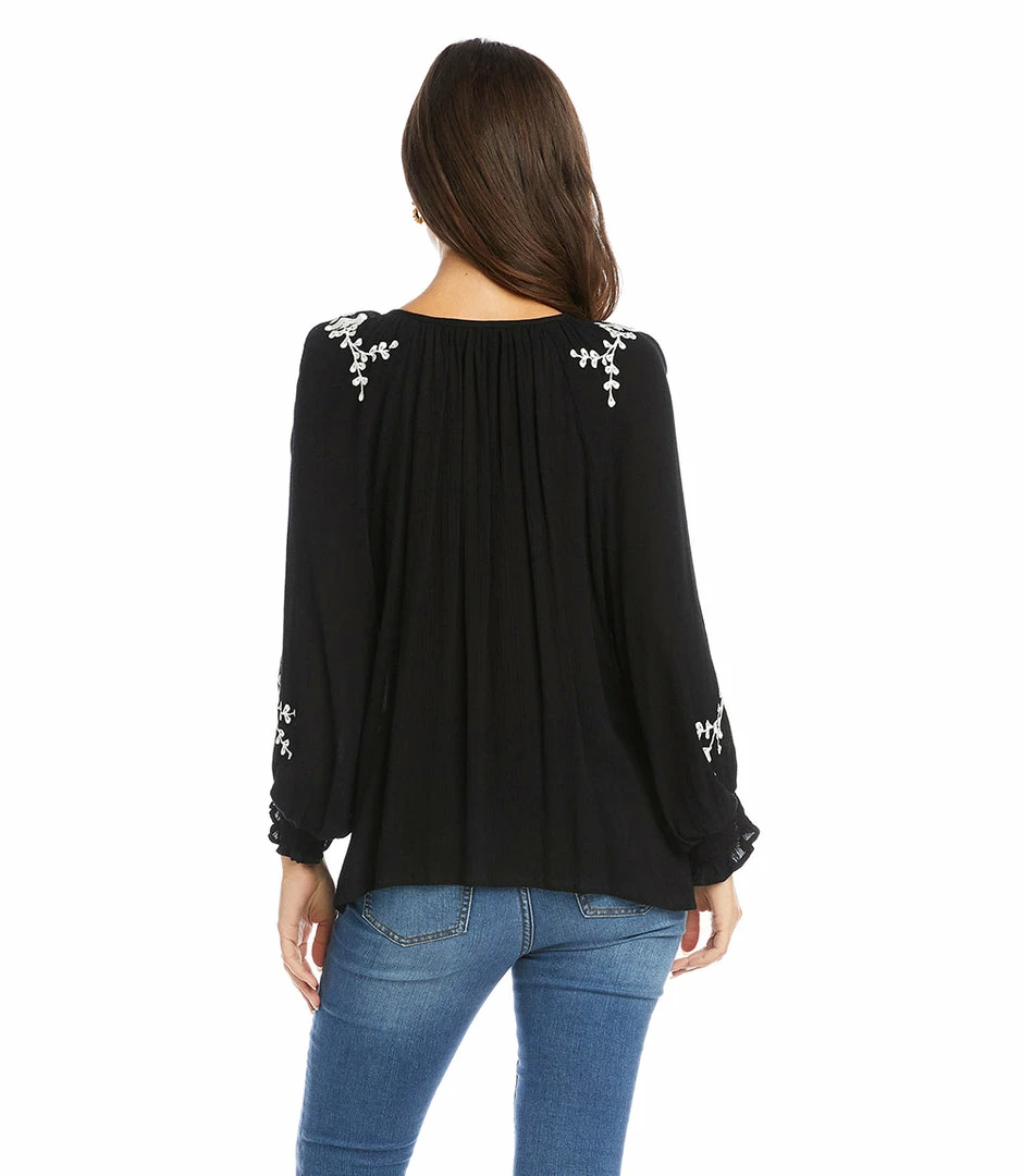 Karen Kane Embroidered Peasant Top
