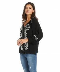 Karen Kane Embroidered Peasant Top