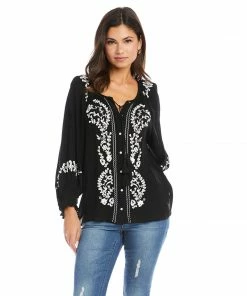 Karen Kane Embroidered Peasant Top