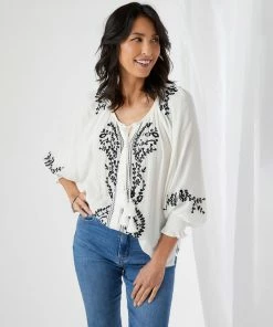 Karen Kane Embroidered Peasant Top