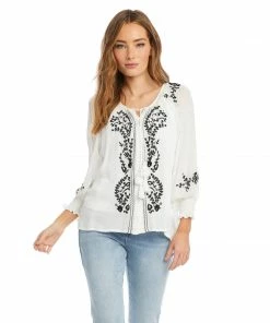 Karen Kane Embroidered Peasant Top