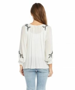 Karen Kane Embroidered Peasant Top
