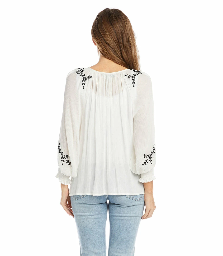 Karen Kane Embroidered Peasant Top