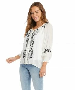 Karen Kane Embroidered Peasant Top