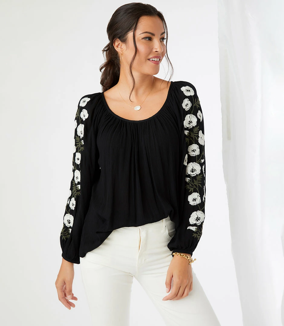 Karen Kane Embroidered Sleeve Top