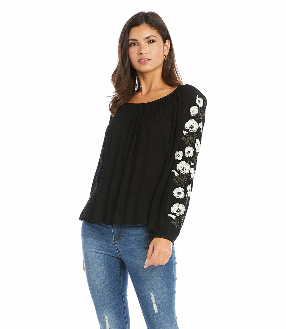 Karen Kane Embroidered Sleeve Top