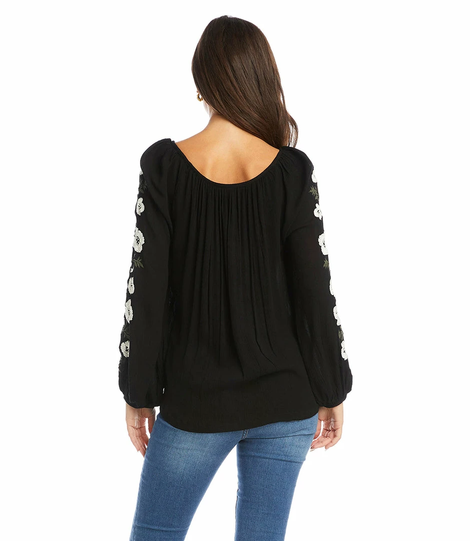 Karen Kane Embroidered Sleeve Top