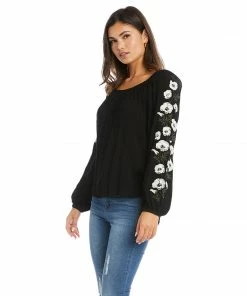 Karen Kane Embroidered Sleeve Top