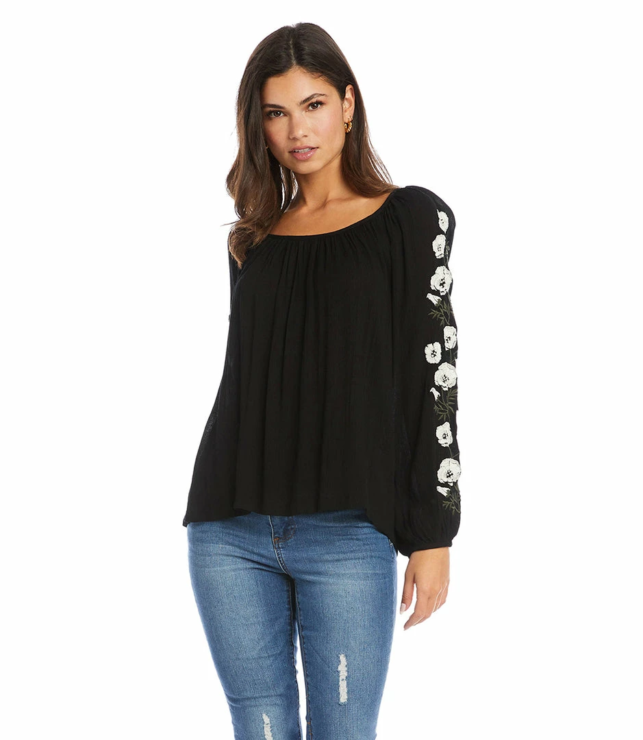Karen Kane Embroidered Sleeve Top