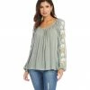 Karen Kane Tops Embroidered Sleeve Top