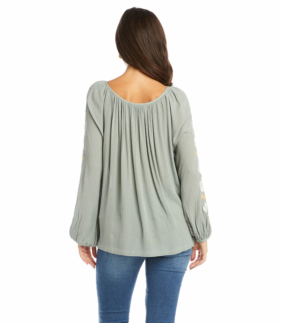 Karen Kane Tops Embroidered Sleeve Top