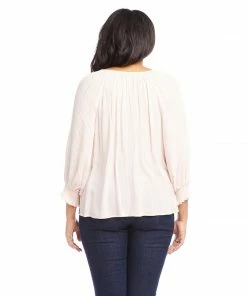 Karen Kane Plus Size Button-Up Peasant Top