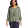 Karen Kane Plus Size Button-Up Peasant Top