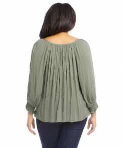 Karen Kane Plus Size Button-Up Peasant Top