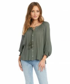 Karen Kane Clothing Button-Up Peasant Top