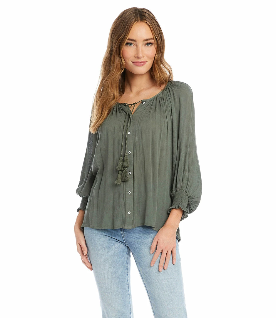 Karen Kane Clothing Button-Up Peasant Top