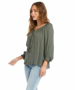 Karen Kane Clothing Button-Up Peasant Top