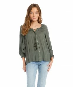 Karen Kane Clothing Button-Up Peasant Top