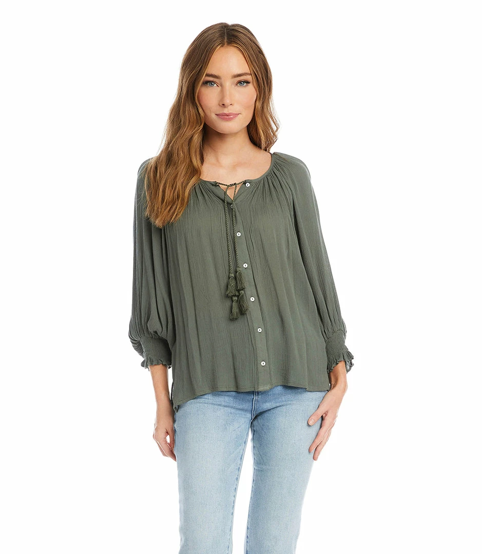 Karen Kane Clothing Button-Up Peasant Top