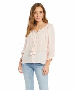 Karen Kane Button-Up Peasant Top Clothing