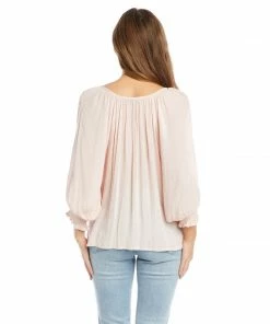 Karen Kane Button-Up Peasant Top Clothing