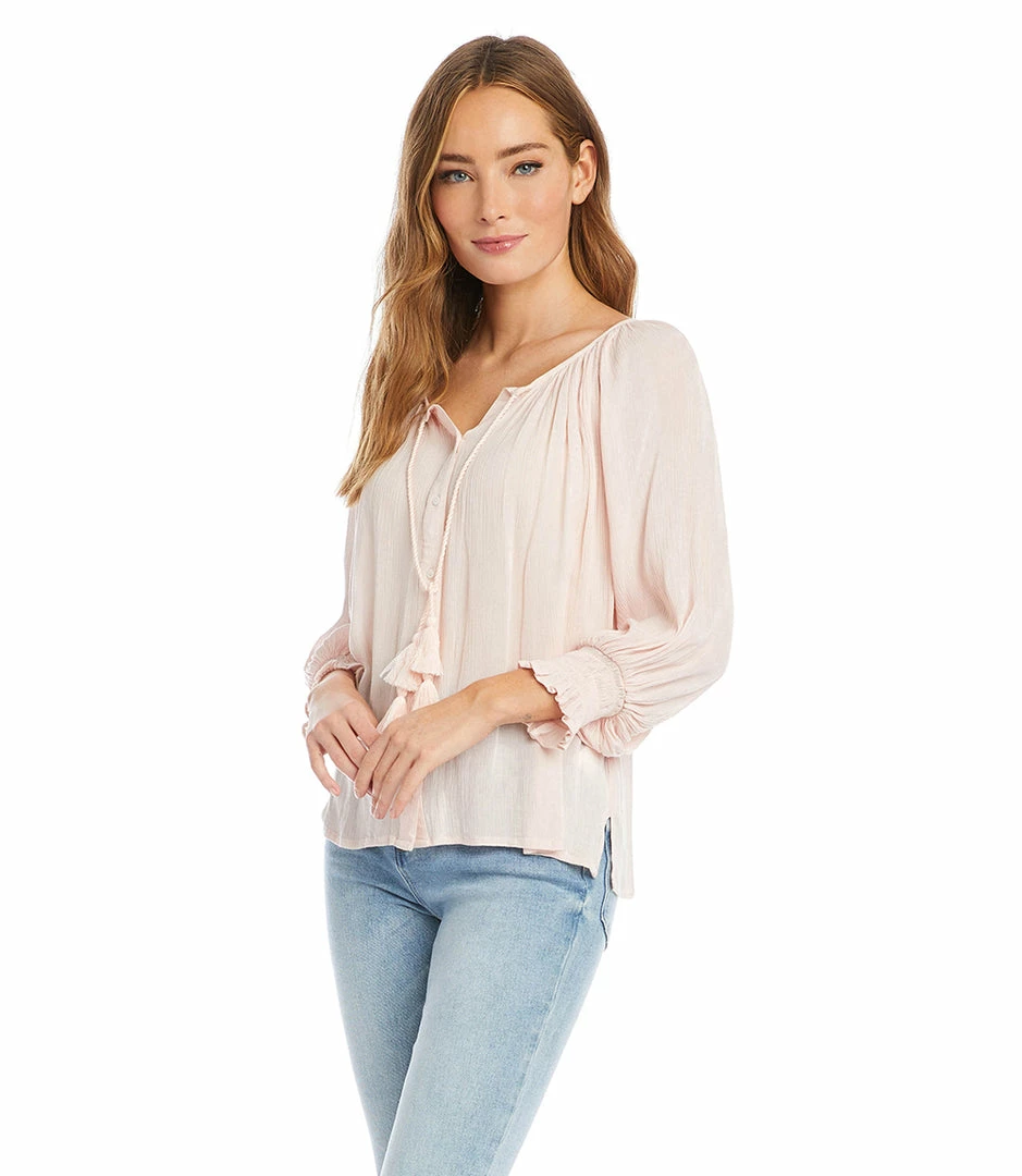 Karen Kane Button-Up Peasant Top Clothing