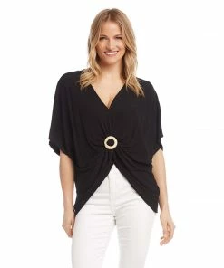 Karen Kane Rattan Buckle Twist Top