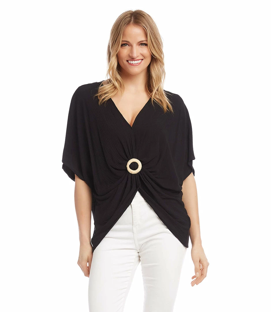Karen Kane Rattan Buckle Twist Top
