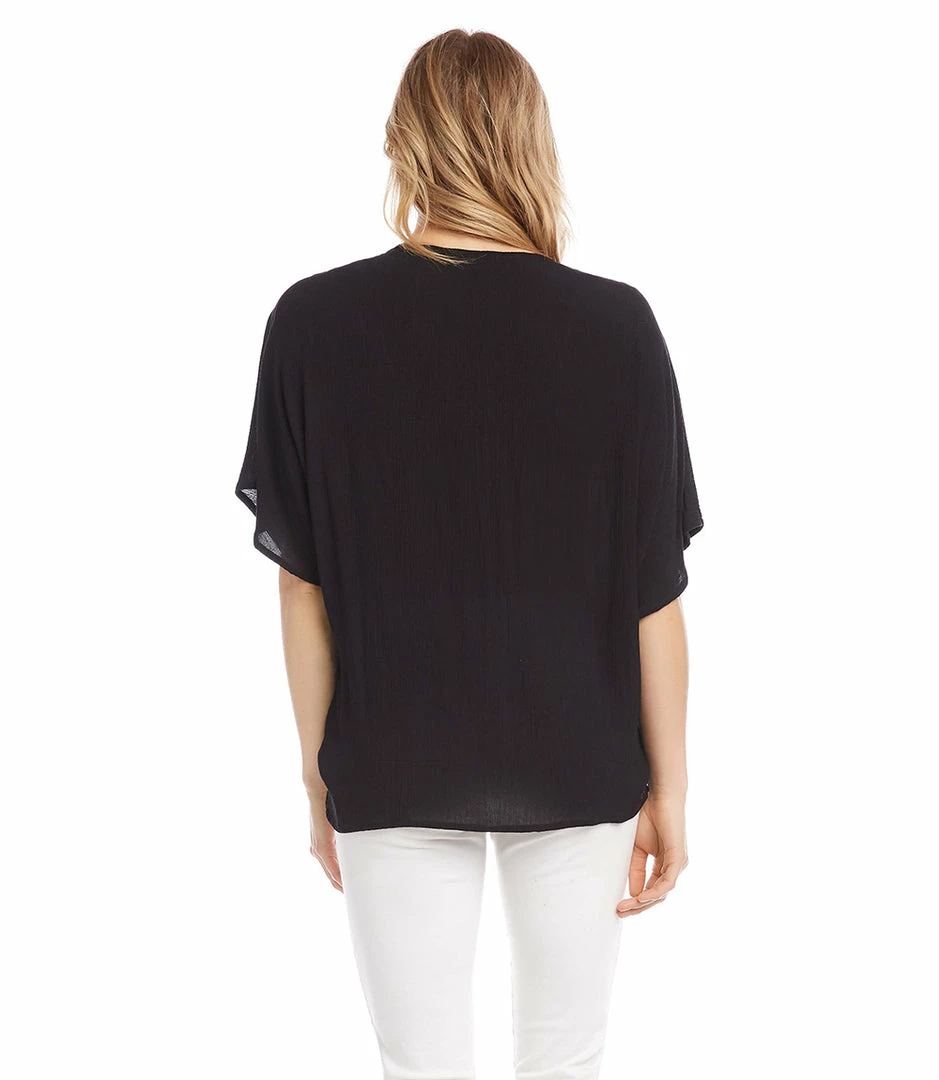 Karen Kane Rattan Buckle Twist Top