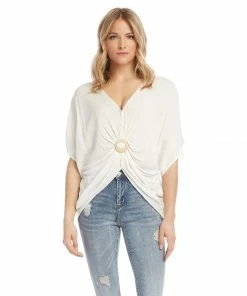 Karen Kane Rattan Buckle Twist Top Clothing