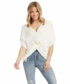 Karen Kane Rattan Buckle Twist Top Clothing
