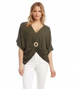Karen Kane Rattan Buckle Twist Top Clothing