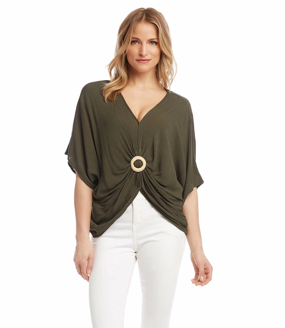 Karen Kane Rattan Buckle Twist Top Clothing
