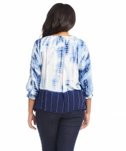 Karen Kane Plus Size Button Up Peasant Top