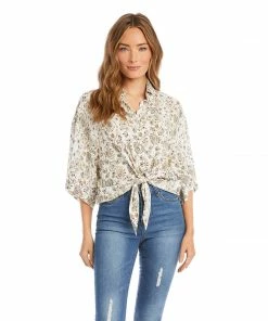 Karen Kane Petite Size Relaxed Tie Front Shirt